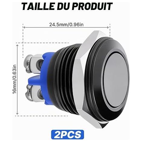 Metal Push Button Switch Round Start Button for Car Motorcycle Inverter Electronics (1/4)