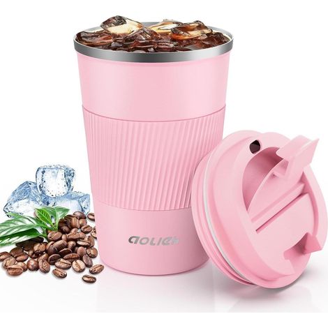 Thermobecher Edelstahl Isolierbecher Travel Mug Kaffeebecher Rosa (1/5)