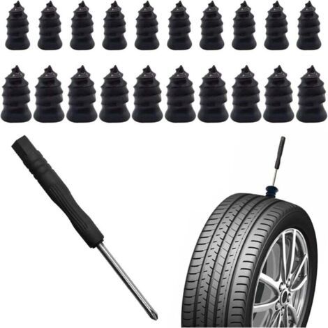 FENOPLASTICA21 Pcs Tubeless Tire Puncture Repair Kit reparation pneu voiturewith Mushroom Avec tournevis,kit anti crevaison voiture Plug for Tyre Punctures and Flats on Cars,Motorcycles,Trucks Tractor (1/4)