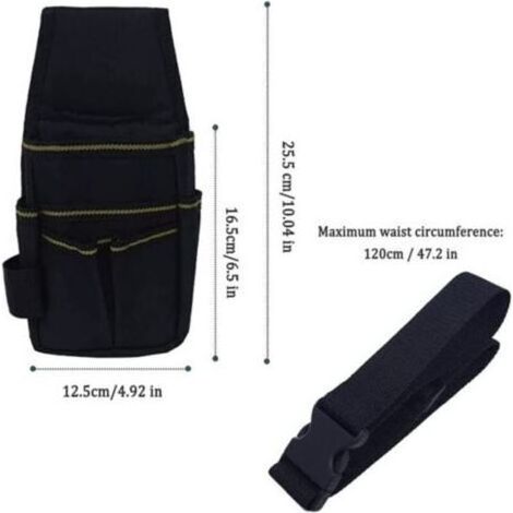 Einture Porte Outils, Sac de Ceinture pour Outil de Quincaillerie, Sac à Outils Multifonctionnel, 15 Poches Professionnel et Compact Oxford Double épaissie Imperméables pour Électricien Technicien (1/3)