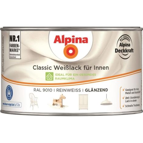 ALPINA Classic Weißlack, für Innen, Reinweiß, glänzend, 300ml (1/3)