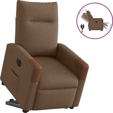 Relaxsessel mit Aufstehhilfe Elektrisch Braun Stoff