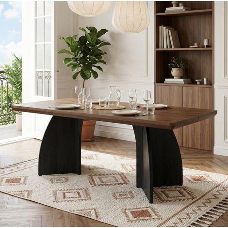 MEUBLIV Esstisch 160x80 cm in Nussbaumoptik – für 4 bis 6 Personen, 4 cm Tischplatte (1/5)