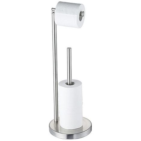 Freistehender, einteiliger Toilettenpapierhalter mit Toilettenpapierfach, ausreichend Platz für eine große Rolle, silberfarben (1/5)