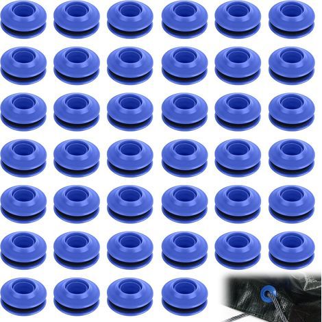 Confezione da 30 occhielli in plastica per teloni, confezione da 30 occhielli blu, per teloni, occhielli rotondi in plastica, per teloni, tessuti, teloni, tende, tende da campeggio, teloni per piscine (1/5)