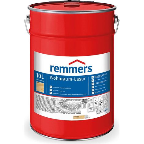Remmers Wohnraum-Lasur farblos, 10 Liter, Holzlasur innen, für Möbel, Böden, Innentüren und Treppen geeignet, mit Abperleffekt (1/4)