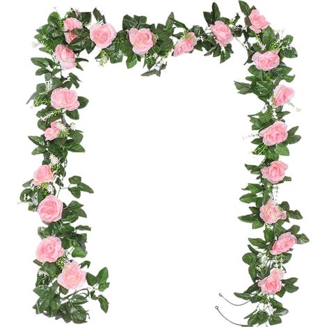Guirlande De Roses Simulées - 220 Cm - Décoration Murale Et Sur Table Pour La Saint Valentin - 1 Pièce (1/5)
