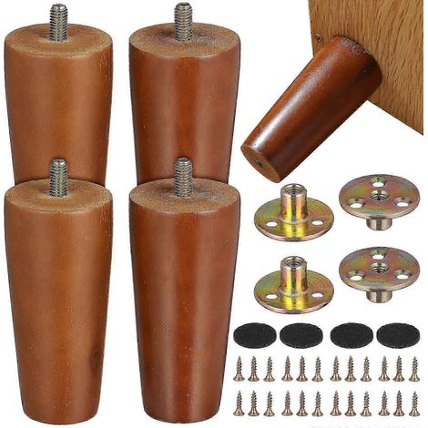 Pieds de canapé en bois couleur café, compatibles avec 4 ensembles de canapés, pieds de meubles remplaçables. (1/5)