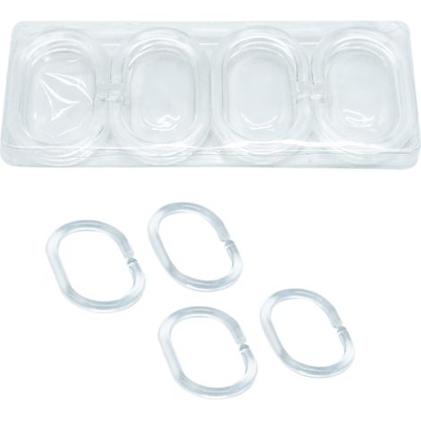 24 Anneau de rideau, Plastique, Forme C, Antirouille, Flexible, Salle de bain