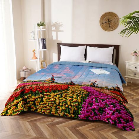 Trapuntino Matrimoniale Stampa Digitale Primavera Estate Copriletto Coperta Leggera Trapunta Primaverile Due Piazze  Dis9Olanda