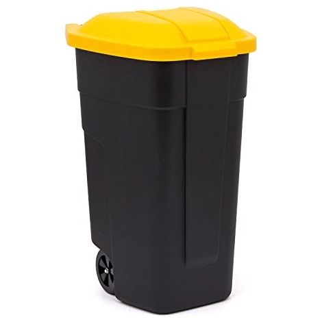 CURVER CUR-214128 POUBELLE, PLASTIQUE, JAUNE, 110 L MOBILE