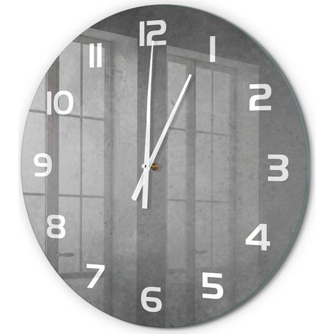 Horloge Murale Ronde Salon Cuisine Bureau Verre Trempé Sans Tic-Tac Moderne Arrière-plan spécifique fi 60 cm (1/5)