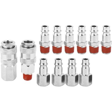 12 Stück 1/4 Zoll BSP Außen- und Innenverbinder für Druckluftschläuche, Schnellkupplungen, pneumatische Anschlüsse (1/5)