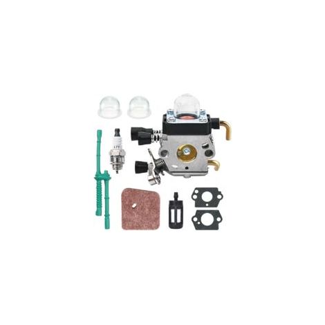 Kit Carburateur pour STIHL FS38 FS55 FS45 FS46 FC55 KM55 HS45 Débroussailleuse, Accessoire FS 38 Pièces de Rechange Carbu avec Joint, Bougie, Filtre à Air, Filtre à Essence