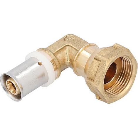 Raccord a sertir pour multicouche contour TH, coude a presser + ecrou, 16x - 3/4" fem