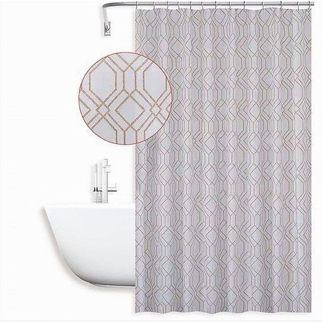 TRADE SHOP - Tenda Per Doccia Vasca Da Bagno Design Geometrico 180x200cm Con 12 Anelli 87095 - (1/2)