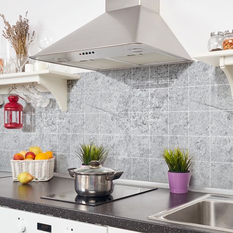 Sticker Mural Carrelage adhésif Cuisine Salle de Bain - 24 STICKERS CARREAUX DE CIMENT EFFET PIERRES - 24stickers15x15cm (1/5)
