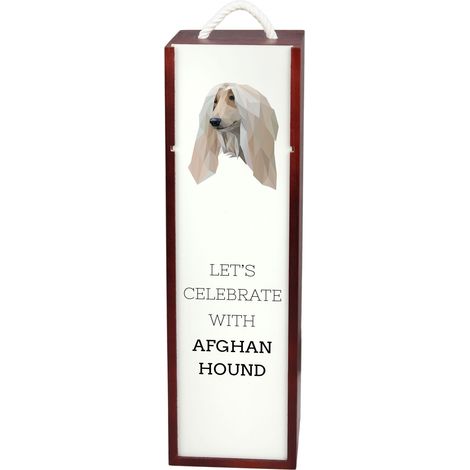 Galgo afgano - caja de vino geométrica con foto e inscripción de Art-Dog (1/5)
