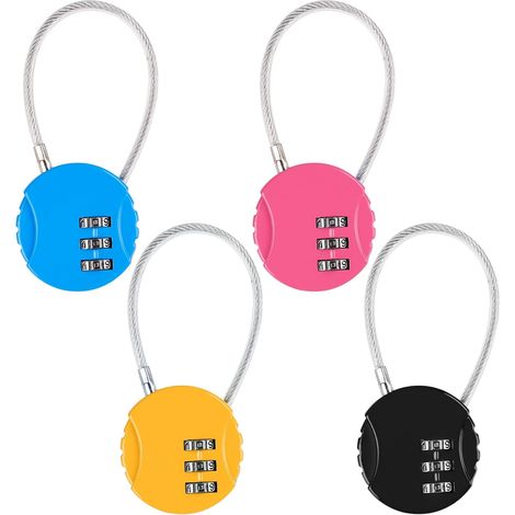 Lucchetto con codice a 4 cifre, lucchetto con combinazione reimpostabile a 3 cifre, piccolo lucchetto con codice a cavo, lucchetto con combinazione per bicicletta, borsa da viaggio, armadietto o zaino