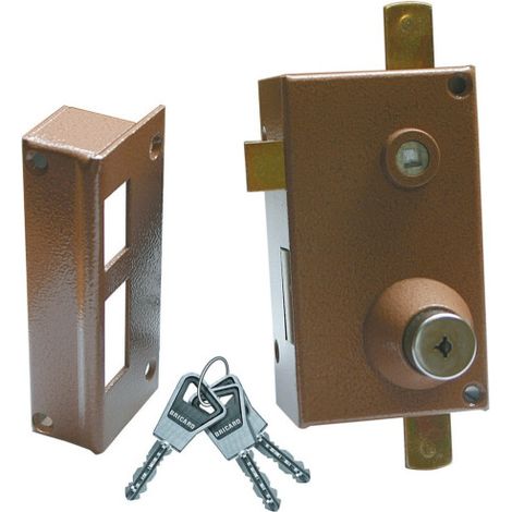 Bricard – Serrure 3 points verticale à fouilliot SUPERSURETE – Mécanisme 3 points – Cylindre haute sécurité – 3 clés inox – Pour bois dur