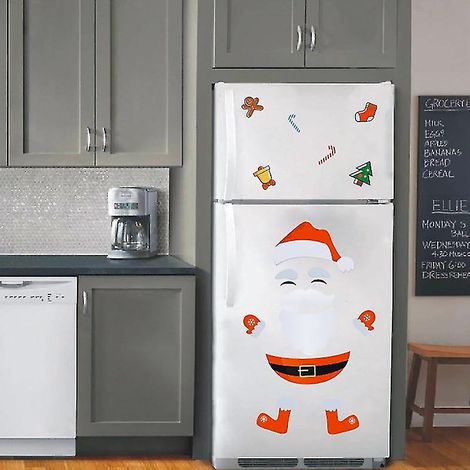 Ensemble de 18 autocollants Père Noël pour réfrigérateur, décorations de Noël, anti-rayures pour vitres (1/3)