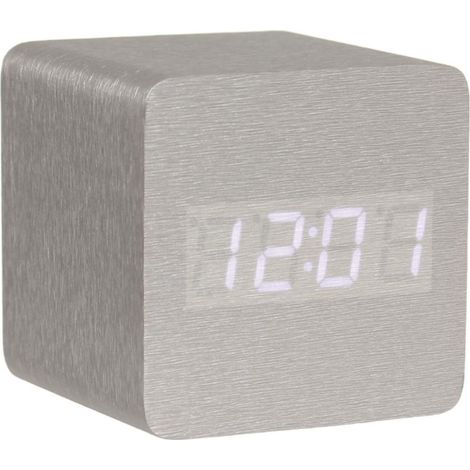 Petit Réveil cube Led en bois lasuré