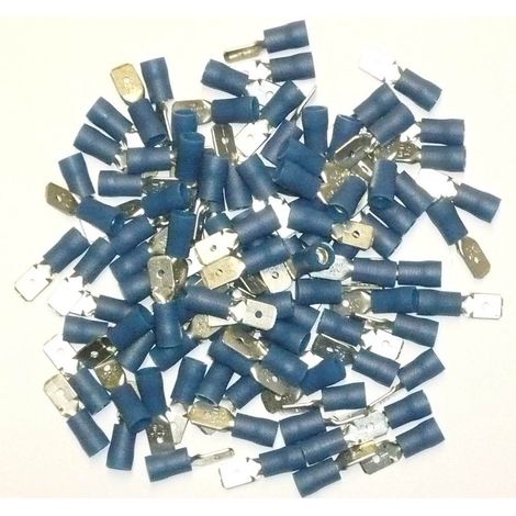 Connettori elettrici maschi blu 6,3 sacchetto da 100 connettori