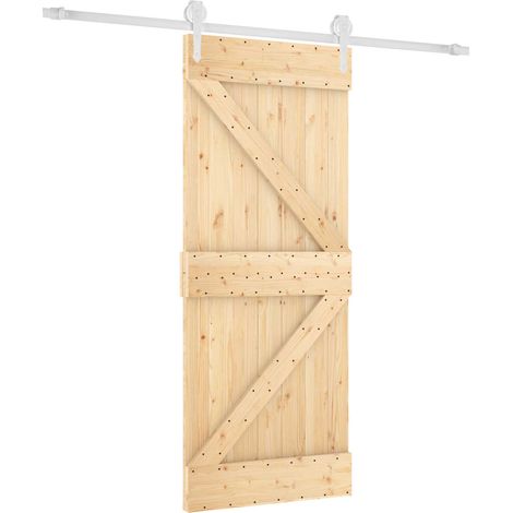 Schiebetür Natürlich und Weiß 85 x 210 cm Massivkiefer vidaXL