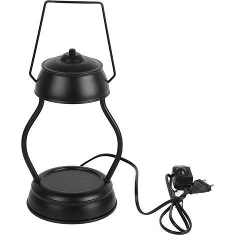 Ortviai Lampe chauffe-cire rétro portable avec molette réglable – noir, en métal, pour chambre ou salon