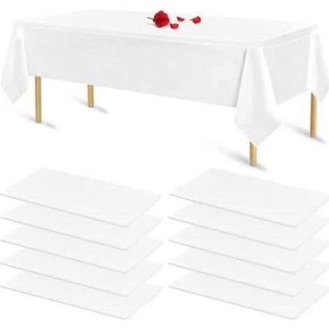 Nappes jetables - Blanc - Lot de 10 - 54 x 108 pouces - Imperméable - Anti-taches (1/4)