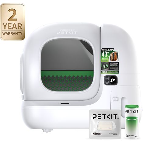 PETKIT Purobot Max 3 Selbstreinigende Katzentoilette Für Große Und Mehrere Katzen, Niedriger Einstieg, Offenes Design, Geruchs- Und Auslaufschutz, Klemmschutz, Sicherheitssensoren, Inkl. Müllbeutel Un