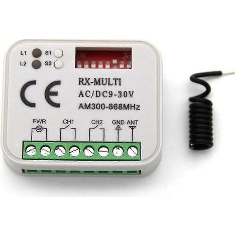 Ouvre-porte de garage sans fil universel à 2 canaux avec code fixe et code tournant, 12 V CC/24 V CC (1/5)