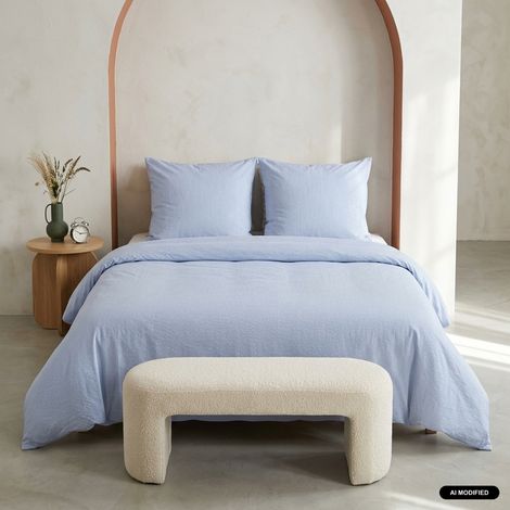 Parure de lit microfibre rayures bleu - Lanna 240 x 220 cm (1/3)