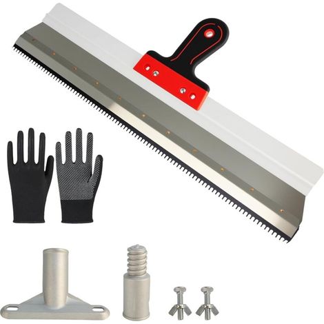 Truelle plate avec porte-manche, truelle crantée de 56 cm, grande truelle de surface pour la construction de plaques de plâtre, truelle de façade (1/5)