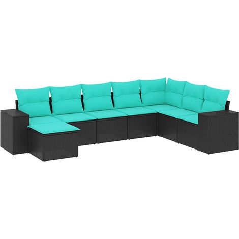 Maison Exclusive - Set Divani da Giardino 8 pz con Cuscini Nero in Polyrattan (1/5)
