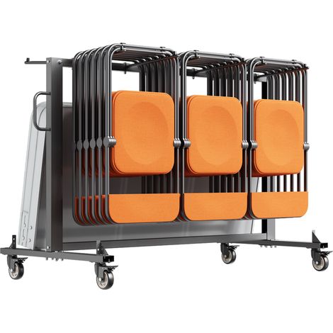 VEVOR Chariot de Chaise Pliante, Capacite de Charge 181 kg, Support Robuste pour 42 Chaises, Organiseur de Rangement Multifonction avec Roulettes 360°, pour Salle a Manger, Famille, Ecole, Noir Mat
