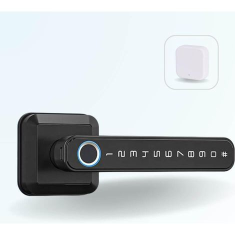 Pack poignée biométrique connectée LOCKY-5 à empreinte digitale, code et bluetooth + Passerelle WIFI (1/4)