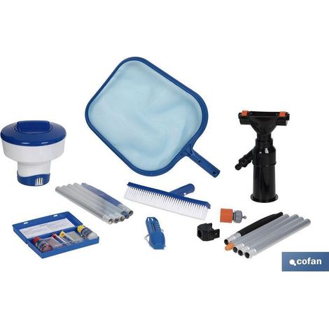 Kit de mantenimiento de piscinas con 6 herramientas esenciales y pértiga de 122 cm (1/4)