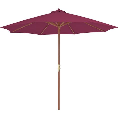 vidaXL Ombrellone da Esterni con Palo in Legno 300 cm Rosso Bordò (1/5)