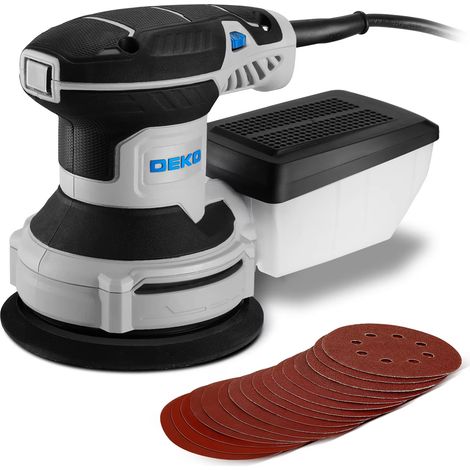 Ponceuse orbitale électrique 300W 14000 tr/min 125 mm – aspiration poussière et 16 abrasifs inclus