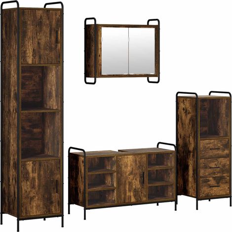 Badezimmerschrank-Set 4 stk. Räuchereiche 40 x 36 x 181 cm vidaXL (1/5)