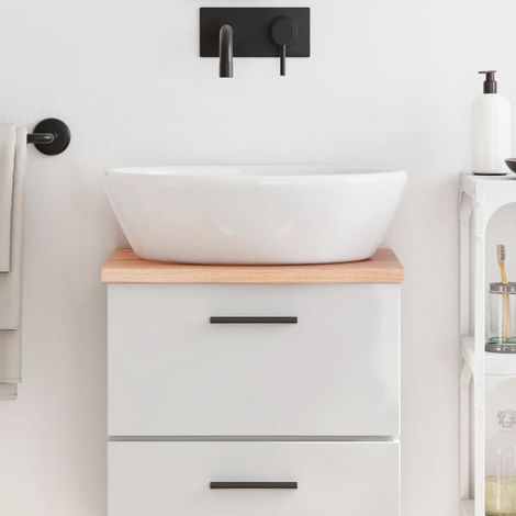 vidaXL Encimera de baño madera maciza tratada marrón claro 40x40x2 cm (1/5)