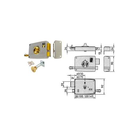 SERRATURA DA PORTONCINO CON POMOLO INTERNO CATENACCIO E SCROCCO  mm.40 DX (1.7601)    VIRO