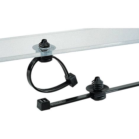 HellermannTyton 150-31097 T30LFT6LG-PA66HS/PA66HIRHS-BK Serre-câble 200 mm 3.50 mm noir avec pied ancre 500 pc(s)