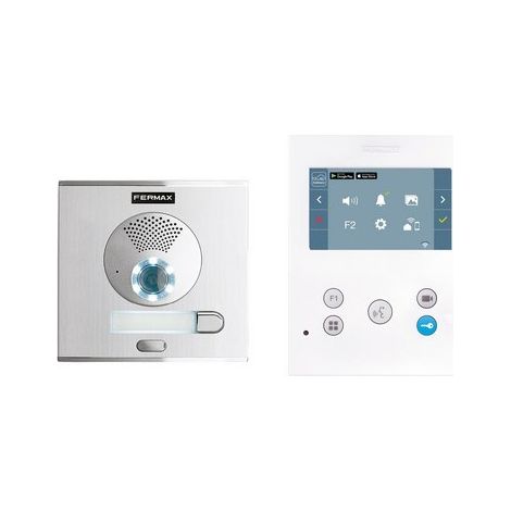 FERMAX 94511 Kit panneau vidéo CITY et moniteur VEO-XS WIFI DUOX PLUS 1L avec écran 4.3 en plastique ABS résistant aux chocs (1/2)