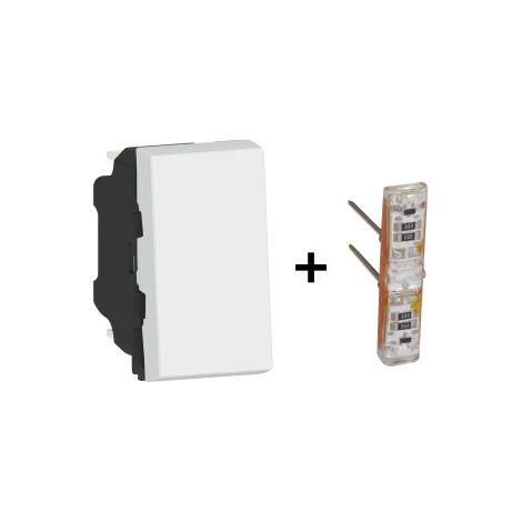 Legrand - Mosaic - Interrupteur Va et Vient Tu00e9moin - Blanc - 10A - 1M - Ru00e9f : 278001L+067685L (1/5)