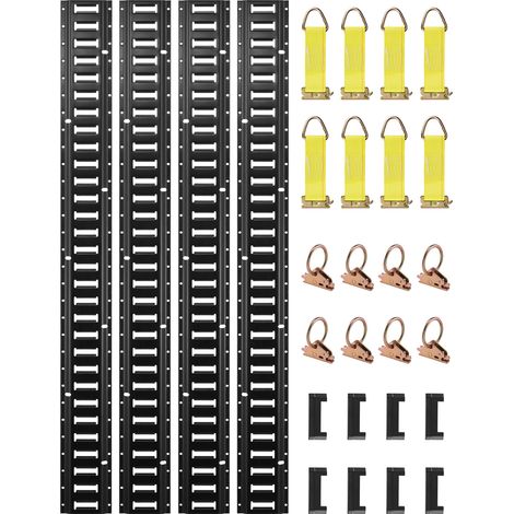 VEVOR E-Track Kit deArrimage Kit de Rails deArrimage 30 Pieces 454 kg, 4 Rails E-Track 2 Ancres a Fente Unique 8 Attaches 8 Joints Toriques 8 Embouts de Protection pour Camions Remorques Camionnette