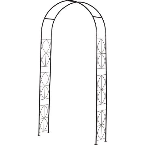 Arceau métallique pour plantes grimpantes, support à rosiers avec sommet pointu, structure en fer, tonnelle, treillis de jardin, tuteur pour rosiers grimpants, 114 x 30 x 230 cm, noir (1/5)