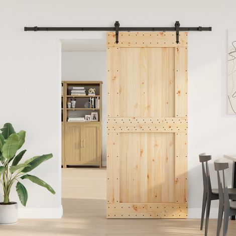 vidaXL Sliding Door NARVIK Natural and Black 100 x 210 cm (213.5 cm)