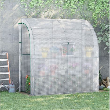 Garten-Gewächshaus 200 x 100 x 215 cm mit Rolltüren, Weiß, OKMYHOME (1/5)